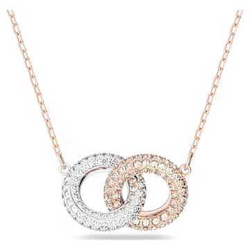 DEXTERA:NECKLACE DOUBLE SILK/CRY/ROSE GOLD