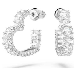MATRIX:EARRING HOOP HRT S WHITE/RHODIUM