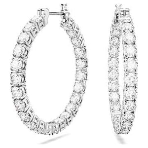 MATRIX:EARRING HOOP M WHI/RHODIUM