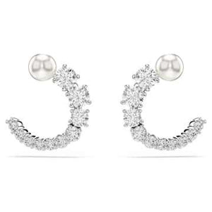 SELF SERVICE: MATRIX:EARRING STUD CIRCLE WHITE/RHODIUM
