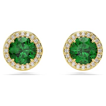 UNA:EARRING STUD GREEN/GOLD