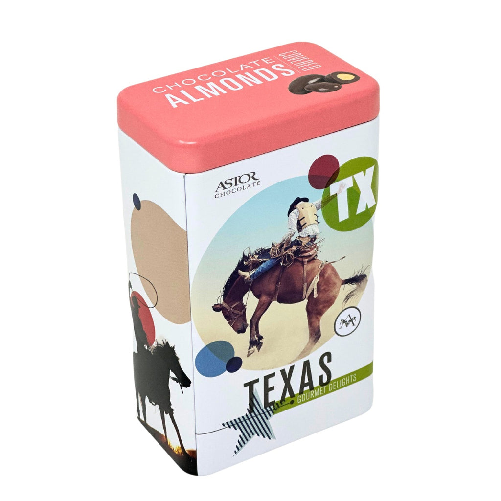 Texas Snack Tin with Chocolate Covered Almonds