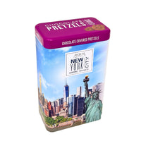 Freedom Tower Snack Tin with Chocolate Covered Pretzels