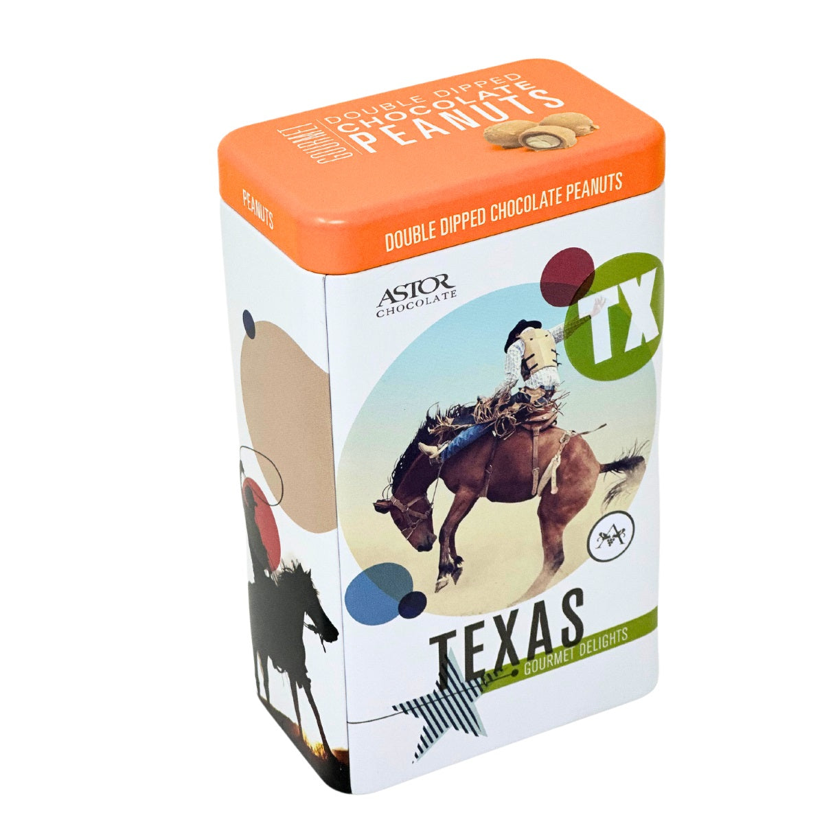 Texas Snack Tin with Double Dipped Chocolate Peanuts