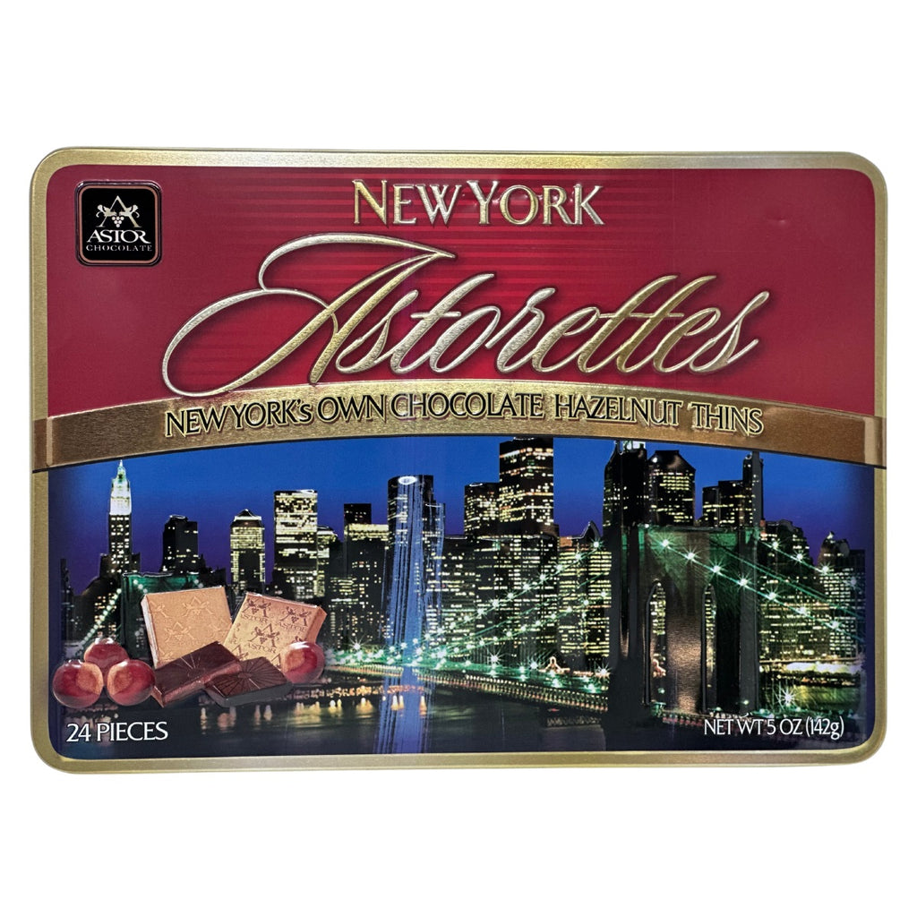 New York Astorette Tin with Hazelnut Chocolate Thins