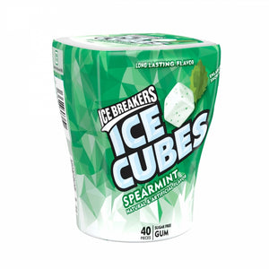 ICE BREAKERS ICE CUBES Sugar Free Spearmint Gum, 40-Piece Bottle Packs