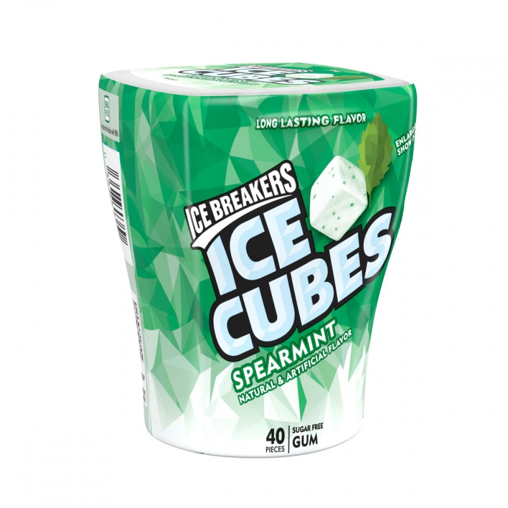 ICE BREAKERS ICE CUBES Sugar Free Spearmint Gum, 40-Piece Bottle Packs